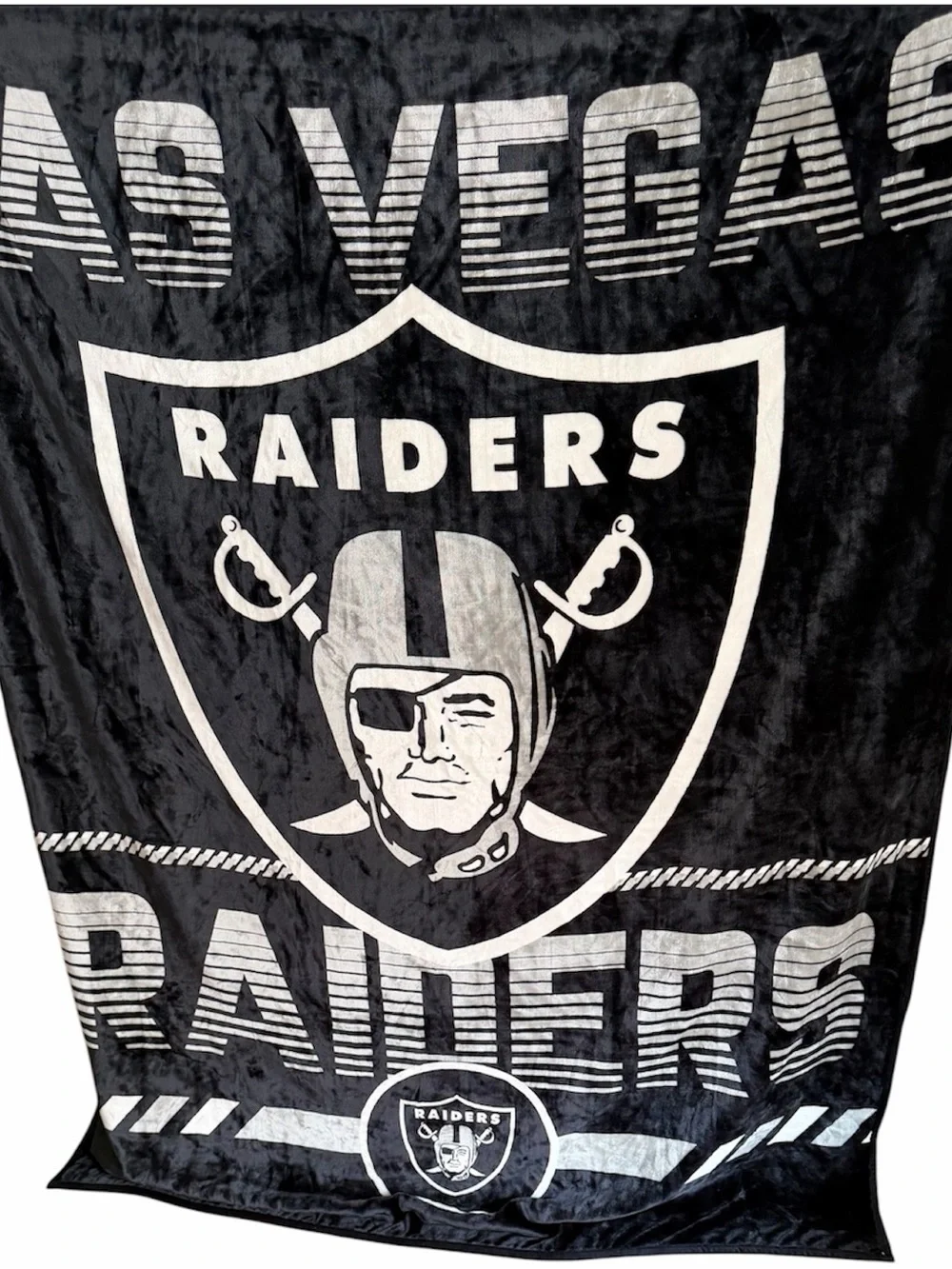 Las Vegas Raiders Black & White Plush Throw Blanket